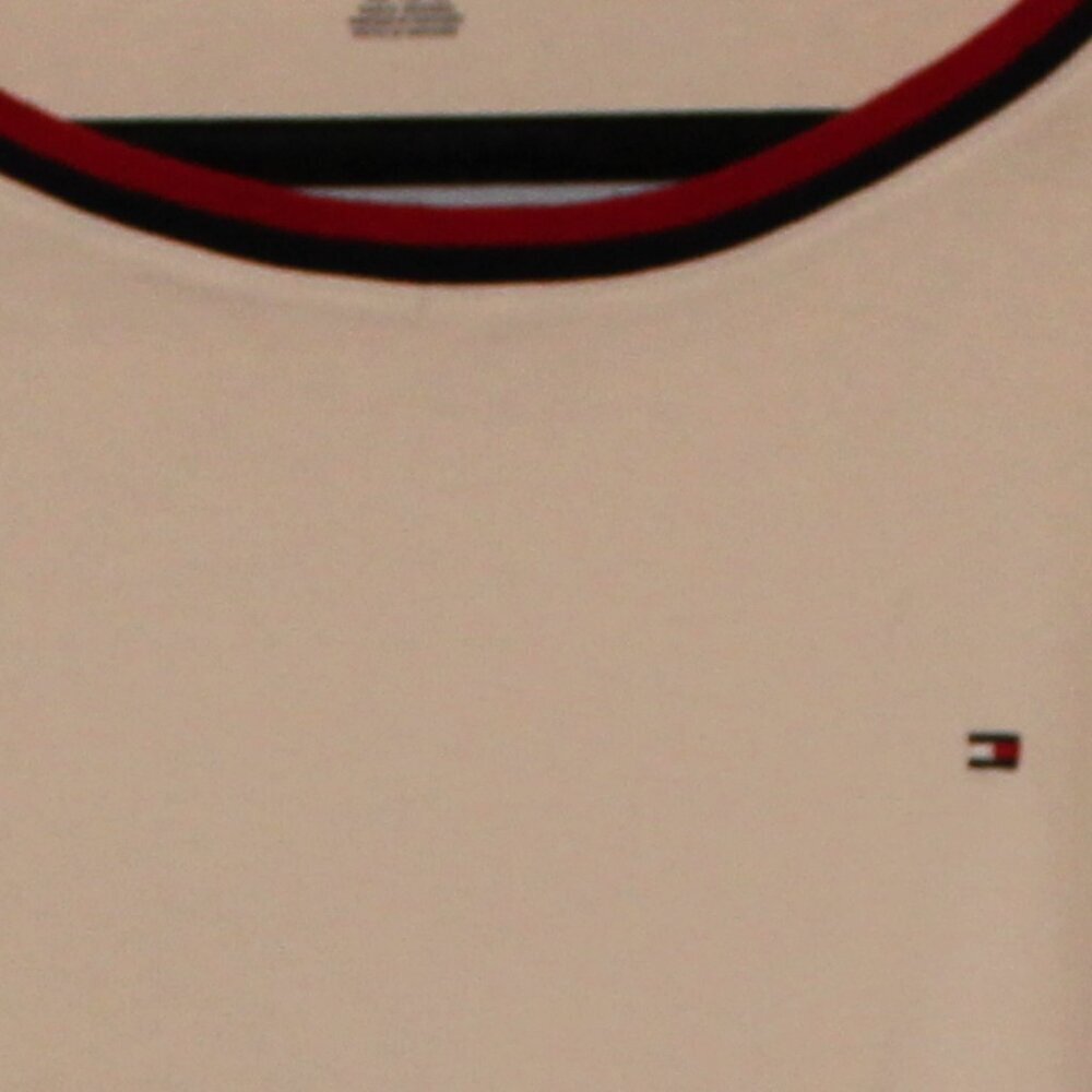 Tommy Hilfiger, Short Sleeve T-Shirt, XL, White w/ Blue & Red Trim, Cotton - Picture 3 of 5